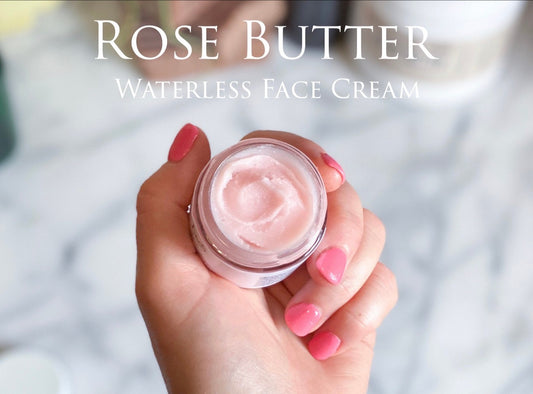 Organic Rose Face Cream In Glass Jar In Hand