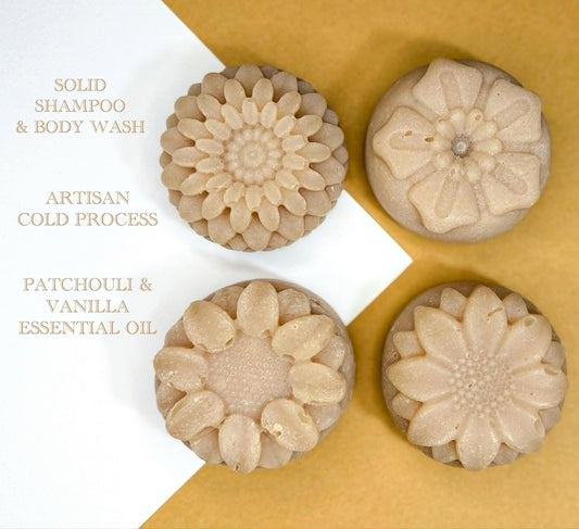 Vanilla Patchouli Shampoo And Body Bar || Organic || Coconut || EV Olive Oil || Gentle || Solid Wash
