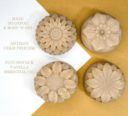 Vanilla Patchouli Shampoo And Body Bar || Organic || Coconut || EV Olive Oil || Gentle || Solid Wash